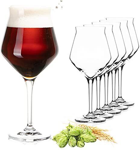 PLATINUX Bierglazen Edel 400 ml (max. 460 ml) biertulpen set 6-delig van Crystalline glas vaatwasmachinebestendig