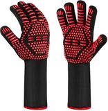 MILCEA Hittebestendige Grillhandschoenen, Ovenwanten voor Bakken en Grillen, Rood