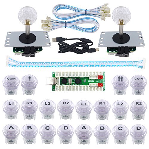 SJ@JX 2 speler LED Arcade Game DIY Kit Mechanische Toetsenbord Schakelaar PC MAME Raspberry Pi LED Knop Vechten Joystick Controller Nul vertraging USB Encoder Retropie