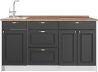 Vicco Keukenblok Fame-Line, Anthrazit-Gold Landhaus, 150 cm, WB Eik
