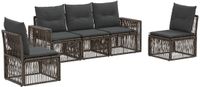 vidaXL Tuinbank - Set - 5 zitplekken - Grijs en Donkergrijs - Polyrattan
