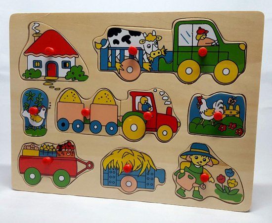 Big Tree Vormenpuzzel Boerderij Junior - Houten Puzzel - 9-delig