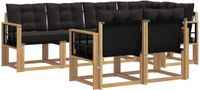 vidaXL Hoek loungeset 7-delig Wit en zwart Acaciahout