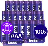 Buddi Oplaadbare AAA Batterijen | 100 Stuks | 1.200 mAh | Oplaadbaar | AAA Batterij