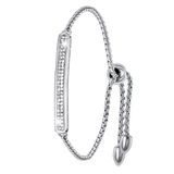 Lucardi Dames Plaatarmband wit kristal - Staal - Armband met hanger - Cadeau - 26 cm - Zilverkleurig