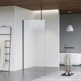 FortiFura Galeria inloopdouche - 100x200cm - ribbelglas - plafondarm - PVD - geborsteld gunmetal (antraciet)
