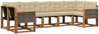 vidaXL Hoek loungeset 4 zitplaatsen Acacia hout Natuurlijk en beige