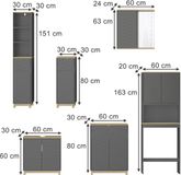 Vicco Badkamermeubelset Livia, Antraciet/Eiken, 6-delig