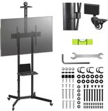 Maclean TV-standaard / trolley, camera plank, op wielen, 37-70", max. belasting 45kg/5kg plank, max. VESA 600x400, Zwart, MC-113 B