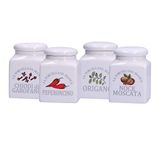 LA PORCELANA BIANCA Set van 4 porseleinen kruidenpotjes H 9,5 cm P0126175MX