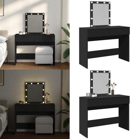 vidaXL Kaptafel met LED-verlichting Zwart Hout 100x40x130 cm