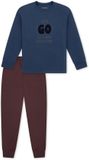 SCHIESSER Pyjama lang Jongens Effen Lange mouw Katoen Pacific Blue Maat 116