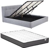 Vente-unique Bed met opbergruimte stof grijs 180 x 200 cm