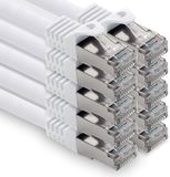 Freiwerk 1,0 m - wit - verpakking van 10 CAT.7 netwerkkabel LAN Ethernet patchkabel S-FTP LSZH PIMF 10GB s RJ45-stekker Cat6a