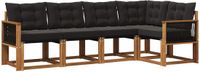 vidaXL - Hoek loungeset - 5 zitplekken - Naturel en zwart - Acacia hout
