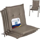 Beautissu Loft NL Stoelkussen Set 4x Lage Rugleuning 100x50 cm Taupe Tuinstoelkussen UV-bestendig