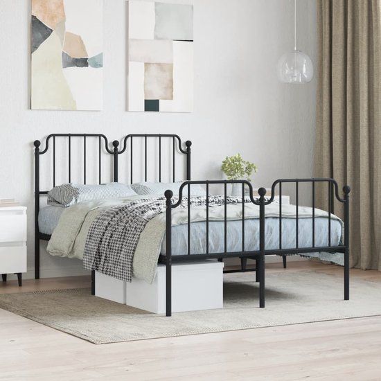 vidaXL Bedframe metaal zwart 120x200 cm