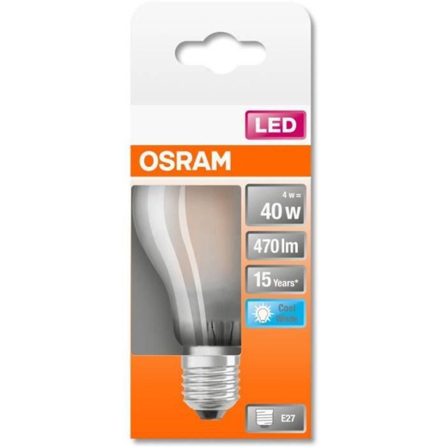 Osram LED Star Retrofit lamp E27 4W - Koud Wit - Mat