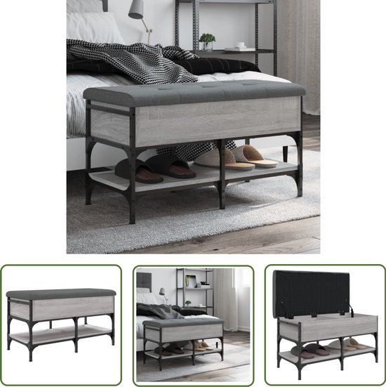 vidaXL Schoenenbank 82x42x45 cm bewerkt hout grijs sonoma eikenkleurig