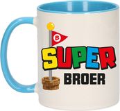 Bellatio Decorations Cadeau koffie/thee mok voor broer - blauw - super Broer - 300 ml
