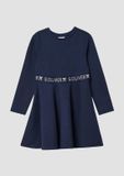 s.Oliver Jurk Navy Lange Mouw Ronde Hals A-lijn Kinderen Feest Viscose Elastaan Effen