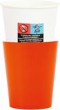 Givi Italia Feestbekers met hoesjes - 8x - oranje - papier - 250ml - kinderfeestje - kartonnen bekertjes