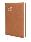 Finocam Kalender 2026, 1 dag per pagina, januari - december (12 maanden), jaarplanner 2026, gebonden, hardcover, gevoerd, Milano, bruin, Catalaans