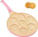 Unyqoos Crêpepan voor inductie – Anti-aanbak crêpepan met 7 smiley-vormen, souple-touch handvat, geschikt voor gas/elektrisch/keramisch, roze