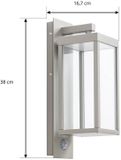 Lucande - Lampe murale extérieure - 1 lumière - Aluminium, verre - H: 38 cm - gris clair, transparent - Incluant source lumineuse