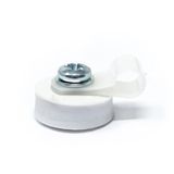 2 Rubber coated cable holder magnets, 18 mm diameter x 6 mm high with 6.4 mm cable clip (white) - 1.6 kg pull force