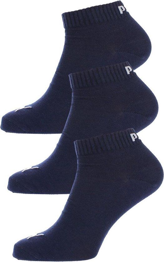 PUMA Quarter Plain Enkelsokken 3-Pack - Navy - Maat 47-49