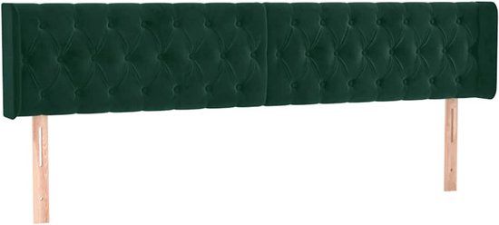 vidaXL Hoofdbord - Donkergroen - 203x16x78/88 cm - Velours
