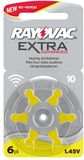 Rayovac 10 extra advanced - 6 stuks type 10 Geel PR70 hoortoestel knoopcellen batterijen