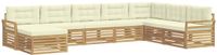 vidaXL - Buiten - bank - set - 8 - st - Wit - en - crèmekleurig - Massief - Acacia - Hout
