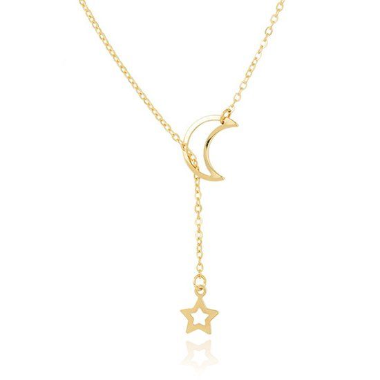 LGT JWLS LGT Jewels Dames ketting Cresent Moon Star Goudkleurig