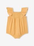 VERTBAUDET Mustard Yellow Organic Cotton Baby Romper for Girls