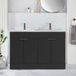 Hudson Reed Cluo meuble de salle de bain - meuble-lavabo gris noir 121cm avec double lavabo | poignées profilées en bronze brossé