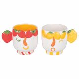 Set Fruit Life Set van 2 koffiemokken 350 ml van keramiek, face-design