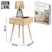 Urban Living "SHELBY" Nachtkastje met 1 Lade, Push-Pull Systeem, Beige, 40x40x55cm