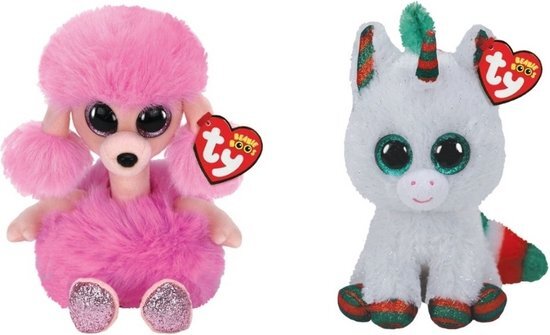 TY - Knuffel - Beanie Boo's - Camilla Poodle & Christmas Unicorn