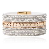 Deja Jewels DEJA Brede Armband goudkleurig met kristallen in wit