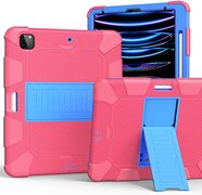 JOYLYJOME Compatibel met iPad 12,9 inch tablet beschermhoes, siliconen PC twee kleuren standaard tablet beschermhoes, roze & blauw