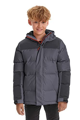 killtec Boy's Quilted Jacket with Hood KOW 31 BYS QLTD JCKT, Anthracite, 164