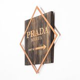 Elegant decoratief houten wandaccessoire, 54 x 54 cm, walnoot & koper