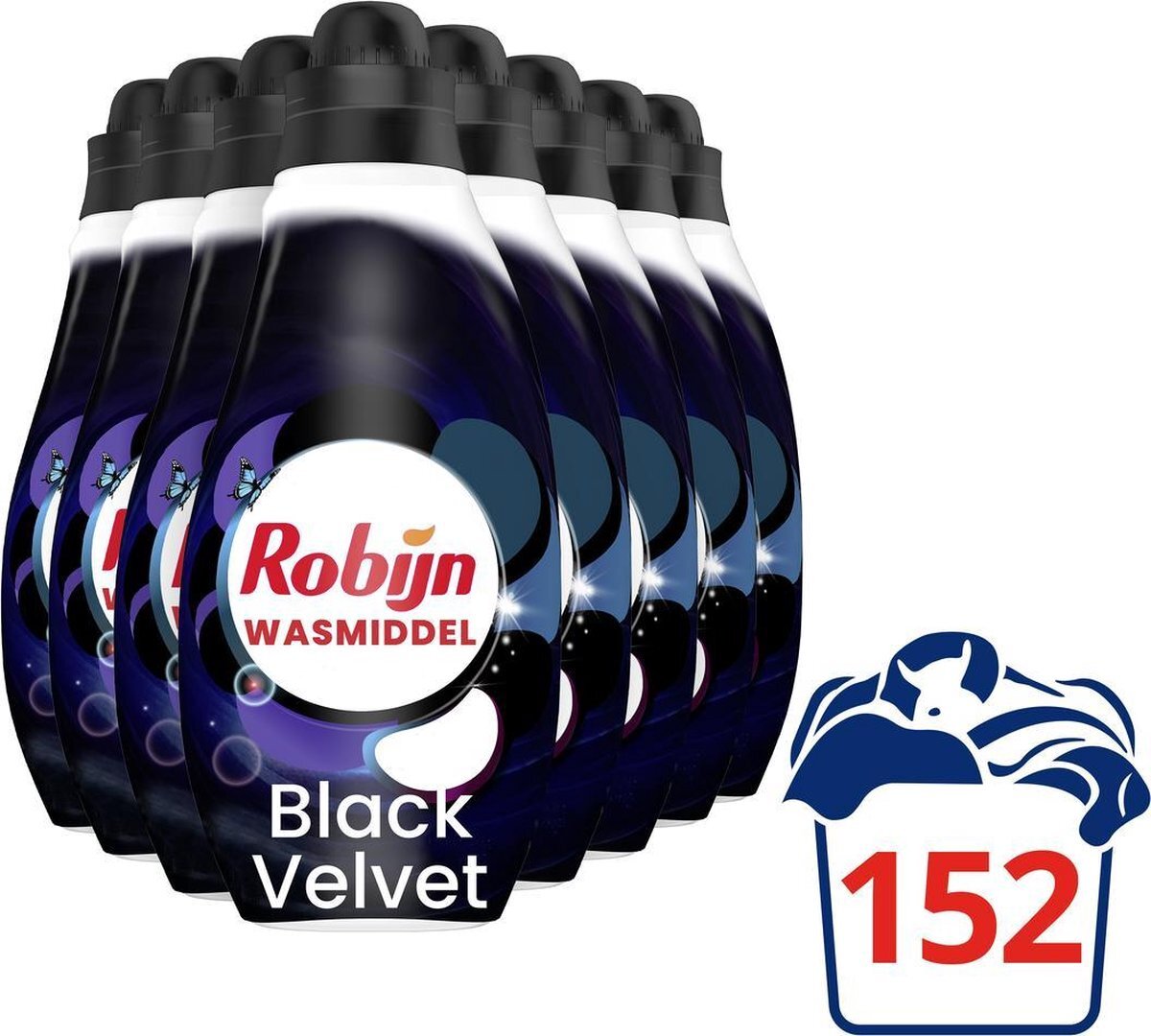 Robijn Klein & Krachtig Black Velvet Vloeibaar Wasmiddel - 8 x 19 wasbeurten - Voordeelverpakking
