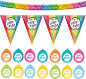 Haza Verjaardag versiering pakket Happy Birthday - ballonnen/vlaggetjes/feestslinger
