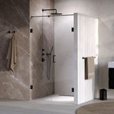 Brauer Void - Nisdeur - 2-Delig - Helder Glas - 120 x 200 cm - Omkeerbaar - met Draaideur 60 cm - Aan Muur - incl. Glascoating - Mat Zwart
