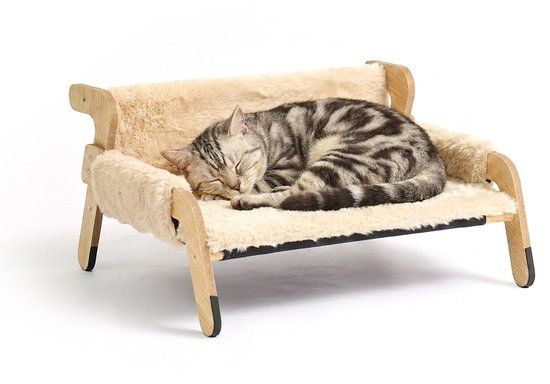 Relaxdays Kattenbed - beige naturel - 53x28,5x45,5 cm - met kussen