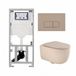QeramiQ Dely Swirl Toiletset - 36.3x51.7cm - Geberit UP320 inbouwreservoir - met Burda frame - 35mm zitting - bedieningsplaat taupe - rechthoekige knoppen - mat beige
