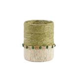 Light & Living MELORA glazen waxinelichthouder 10x13 cm - crème/groen